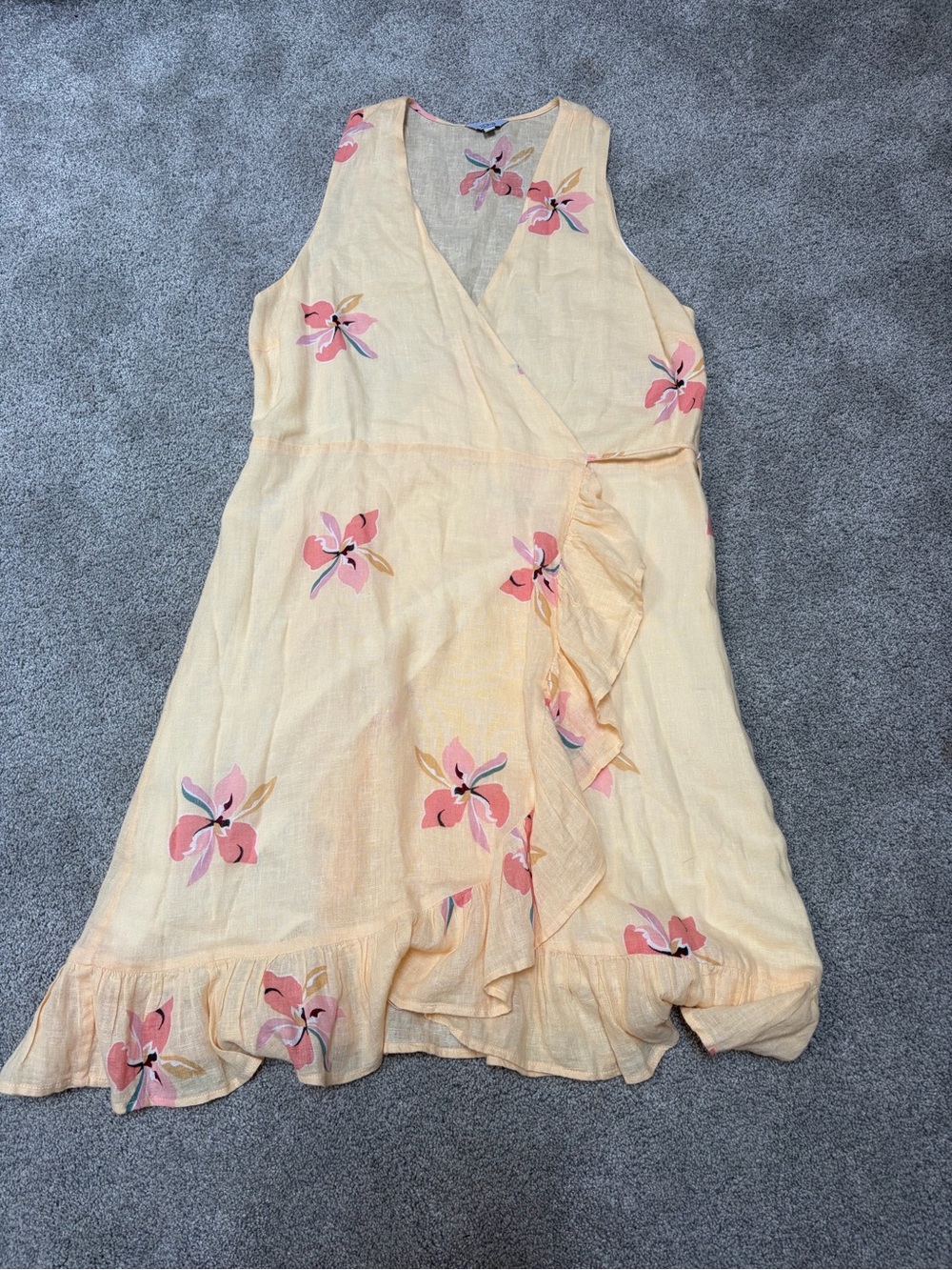 Rails Yellow Floral Wrap Dress W/ Ruffled Hem - Picture 2 of 6